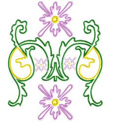 detailed leaf machine embroidery pattern - Flowers Scroll for kitchen tea towels