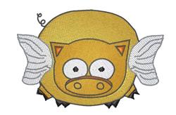 detailed pig machine embroidery pattern - Flying Pig for decorative pillow covers