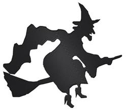 Flying Witch - 5x7 witch detailed machine embroidery design for kitchen tea towels