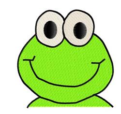 face detailed machine digital embroidery - Frog Face perfect for reusable tote bags