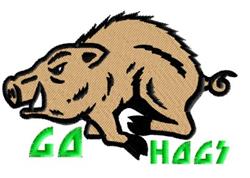 Go Hogs - 5x7 hog detailed machine embroidery design perfect for reusable tote bags