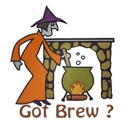 Got Brew - 5x7 witch detailed machine embroidery design for Halloween Treat Bags