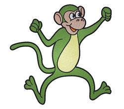Green Monkey - 5x7 monkey detailed embroidery design for decorative pillow covers