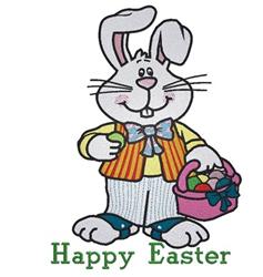 bunny rabbit detailed machine embroidery - Happy Easter Bunny for kitchen tea towels