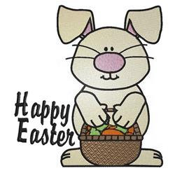 Happy Easter Bunny - 5x7 bunny rabbit detailed embroidery design for Easter Decorations