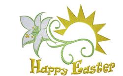 Happy Easter Lily - 5x7 sunflower detailed embroidery design for cute baby onesies