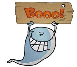 Happy Ghost - 5x7 ghost detailed machine embroidery design for reusable tote bags