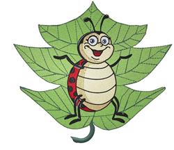 Happy Ladybug - 5x7 leaf detailed embroidery design for Childrens Clothing