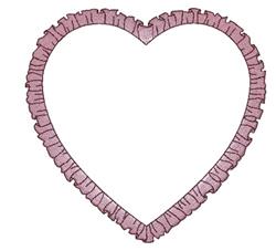 Heart shape in soft pink with a frilled border, perfect for cheerful Valentine's Day crafts.