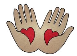 detailed valentine heart machine embroidery pattern - Helping Hands for kitchen tea towels