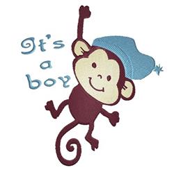 detailed monkey machine embroidery pattern - Its A Boy Monkey for reusable tote bags