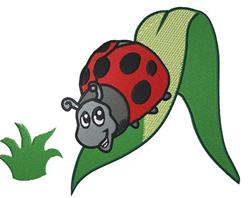 Ladybug On Leaf - 5x7 leaf detailed embroidery design for Kids Backpacks