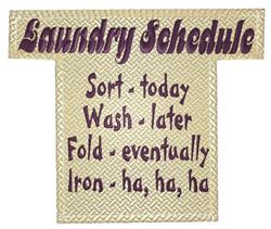 schedule detailed machine embroidery - Laundry Schedule perfect for kitchen aprons
