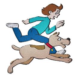 Lets Run - 5x7 puppy dog detailed machine embroidery design for Kids T-Shirts