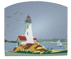 scene detailed machine embroidery - Lighthouse Scene perfect for Beach Towels