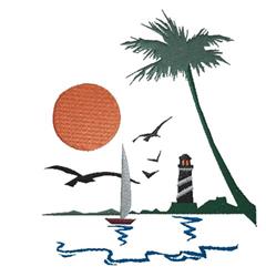 Lighthouse Scene - 5x7 tree beginner-friendly embroidery design for kitchen tea towels