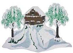 detailed autumn tree machine digital embroidery pattern - Log Cabin perfect for Bags
