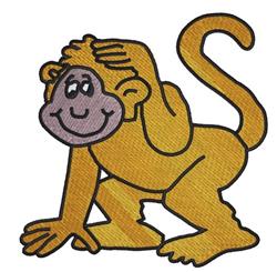 Playful monkey design with yellow fur, grey face, and a joyful expression, perfect for children's apparel.