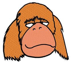 Playful monkey face with orange fur, wide eyes, and a neutral expression. Perfect for children's embroidery.