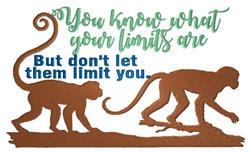Playful monkeys silhouette with vibrant green and blue text, motivational theme, perfect for stock design projects.