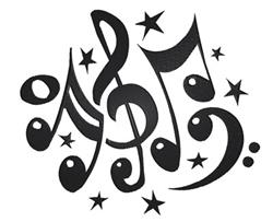 note detailed machine embroidery - Musical Notes perfect for decorative pillow covers