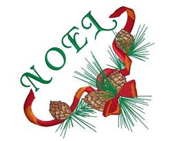 detailed christmas corner machine embroidery pattern - Pine Cone Corner for reusable tote bags