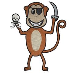 Pirate Monkey - 4x4 skull detailed machine embroidery design for Birthday Caps