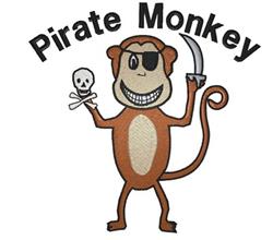 detailed skull machine embroidery pattern - Pirate Monkey for reusable tote bags