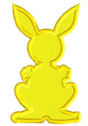 Playful silhouette rabbit in bright yellow, with upright ears, perfect for cheerful Easter decor.