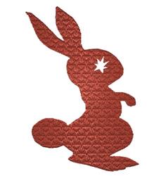 Red silhouette of a playful rabbit with textured fill, perfect for Easter decor.