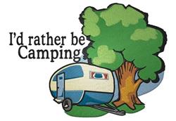 Rather Be Camping - 5x7 tree detailed machine embroidery design for reusable tote bags
