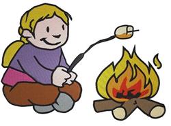 detailed marshmallow machine embroidery pattern - Roasting Marshmallows for Camping Blankets