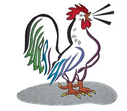 Rooster Crowing - 4x4 bird beginner-friendly embroidery design for kitchen tea towels