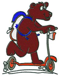 detailed bear machine embroidery pattern - Scooter Bear for Kids Room Decor