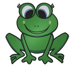 detailed frog machine embroidery pattern - Sitting Frog perfect for kitchen tea towels
