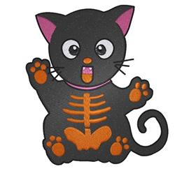 Skeleton Cat - 5x7 kitten detailed machine embroidery design for Kids Clothing