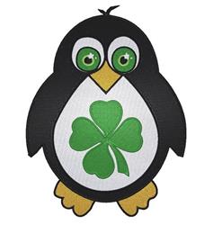 penguin detailed machine embroidery - St Patrick Penguin perfect for reusable tote bags