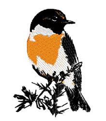 Stonechat - 4x4 bird detailed machine embroidery design perfect for kitchen tea towels