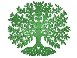 Stylized tree with intricate green foliage and detailed branches, showcasing a lush natural aesthetic.