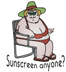 detailed summer anyone machine embroidery pattern - Sunscreen Anyone for kitchen tea towels
