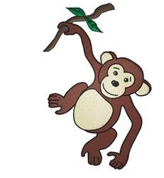 detailed leaf machine embroidery pattern - Swinging Monkey for reusable tote bags