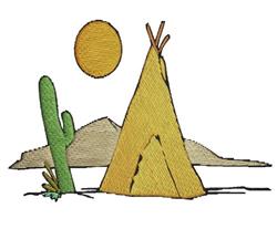 Teepee Scene - 5x7 scene detailed machine embroidery design for reusable tote bags