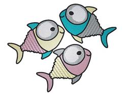 Three Fish - 5x7 fish detailed machine embroidery design perfect for reusable tote bags