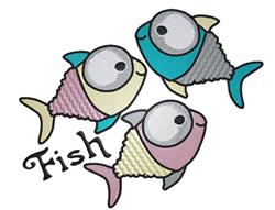 Three colorful cartoon fish with big expressive eyes, showcasing a playful design perfect for kids.