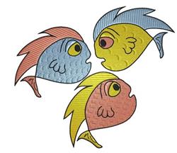 fish detailed machine digital embroidery - Three Fish perfect for reusable tote bags