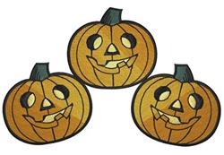 pumpkin detailed machine embroidery - Three Pumpkins for decorative wall hangings