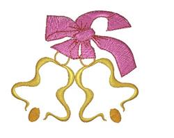 Two Bells - 4x4 bell beginner-friendly machine embroidery design for kitchen tea towels