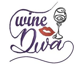 beginner-friendly diva machine embroidery pattern - Wine Diva for kitchen tea towels