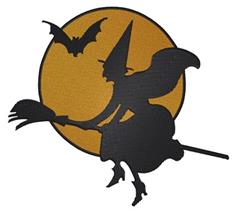 detailed halloween bat machine embroidery pattern - Witch & Bat for patchwork quilt blocks