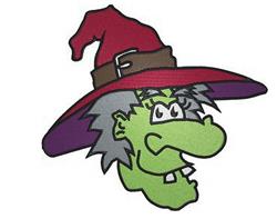 witch detailed machine embroidery - Witch Head perfect for decorative pillow covers